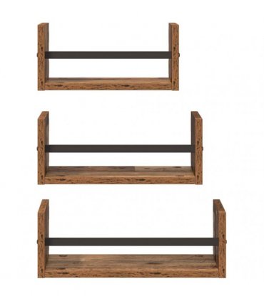 vidaXL Wall Shelf Set 3 pcs Old Wood 40 x 16 x 14 cm Engineered Wood