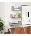 vidaXL 3 Piece Wall Shelf Set with Bars Grey Sonoma Engineered wood