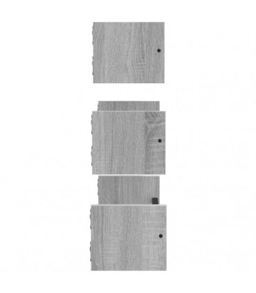 vidaXL 3 Piece Wall Shelf Set with Bars Grey Sonoma Engineered wood