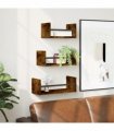 vidaXL 3 Piece Wall Shelf Set with Bars Smoked Oak Engineered wood