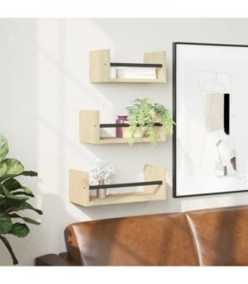 vidaXL 3 Piece Wall Shelf Set with Bars Sonoma Oak Engineered wood