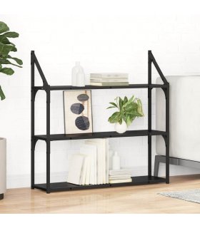 vidaXL Wall Shelf Black Oak 80 x 21 x 78.5 cm Engineered Wood