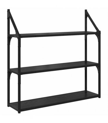 vidaXL Wall Shelf Black Oak 80 x 21 x 78.5 cm Engineered Wood
