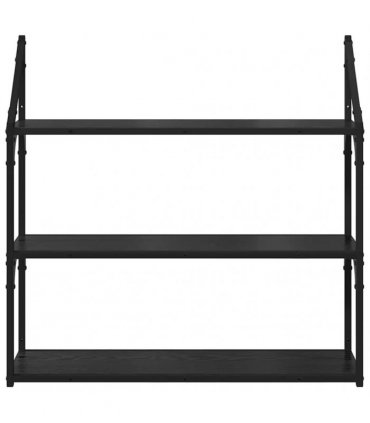 vidaXL Wall Shelf Black Oak 80 x 21 x 78.5 cm Engineered Wood
