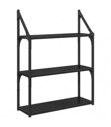 vidaXL Wall Shelf Black Oak 60 x 21 x 78.5 cm Engineered Wood