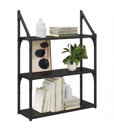 vidaXL Wall Shelf Black Oak 60 x 21 x 78.5 cm Engineered Wood