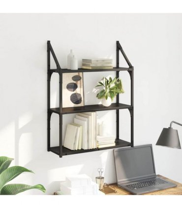 vidaXL Wall Shelf Black Oak 60 x 21 x 78.5 cm Engineered Wood