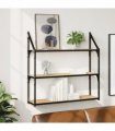 vidaXL 3-Tier Wall Shelf Sonoma Oak 80x21x78.5 cm Engineered Wood — Size: 80 x 21 x 78.5 cm