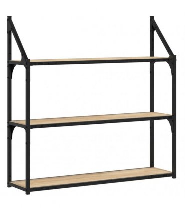 vidaXL 3-Tier Wall Shelf Sonoma Oak 80x21x78.5 cm Engineered Wood — Size: 80 x 21 x 78.5 cm
