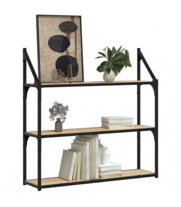 vidaXL 3-Tier Wall Shelf Sonoma Oak 80x21x78.5 cm Engineered Wood — Size: 80 x 21 x 78.5 cm