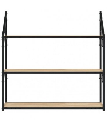 vidaXL 3-Tier Wall Shelf Sonoma Oak 80x21x78.5 cm Engineered Wood — Size: 80 x 21 x 78.5 cm