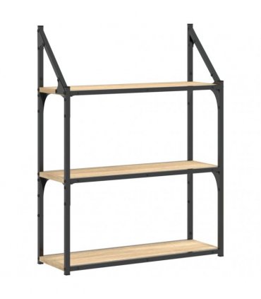 vidaXL 3-Tier Wall Shelf Sonoma Oak 60x21x78.5 cm Engineered Wood — Size: 60 x 21 x 78.5 cm