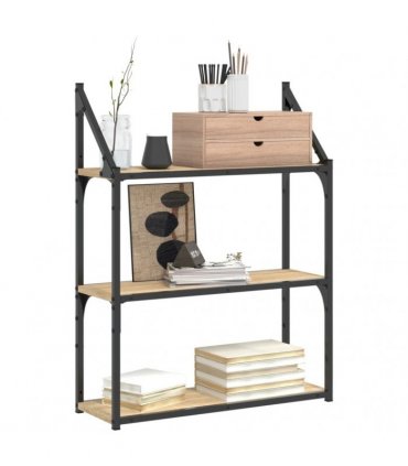 vidaXL 3-Tier Wall Shelf Sonoma Oak 60x21x78.5 cm Engineered Wood — Size: 60 x 21 x 78.5 cm
