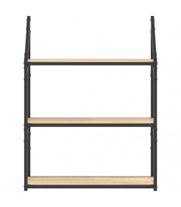 vidaXL 3-Tier Wall Shelf Sonoma Oak 60x21x78.5 cm Engineered Wood — Size: 60 x 21 x 78.5 cm