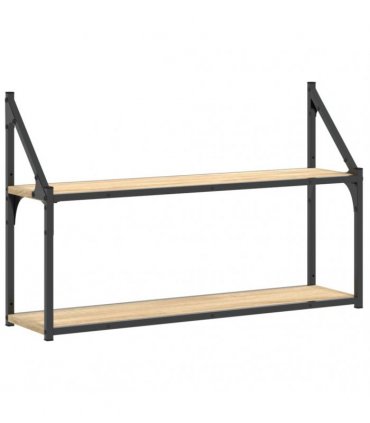 vidaXL 2-Tier Wall Shelf Sonoma Oak 80x21x51 cm Engineered Wood — Size: 80 x 21 x 51 cm
