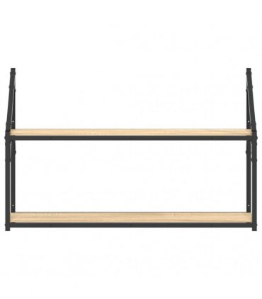 vidaXL 2-Tier Wall Shelf Sonoma Oak 80x21x51 cm Engineered Wood — Size: 80 x 21 x 51 cm