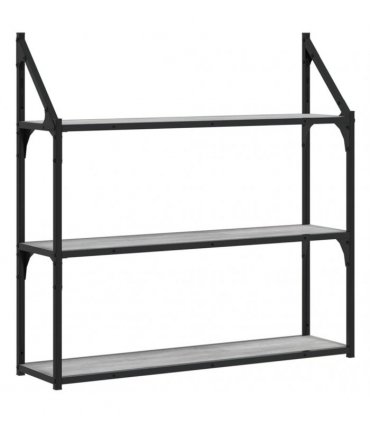 vidaXL 3-Tier Wall Shelf Grey Sonoma 80x21x78.5 cm Engineered Wood — Size: 80 x 21 x 78.5 cm