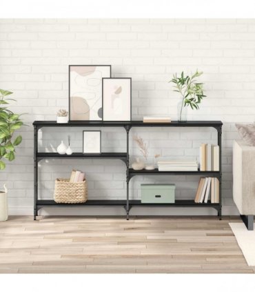 vidaXL Console Table Black Oak 150 x 29 x 76.5 cm Engineered Wood