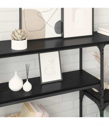 vidaXL Console Table Black Oak 150 x 29 x 76.5 cm Engineered Wood