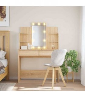 vidaXL Dressing Table with LED Lights Sonoma Oak 96x40x142 cm