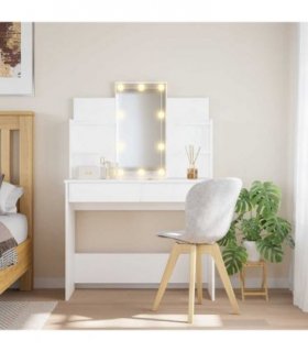 vidaXL Dressing Table with LED Lights White 96x40x142 cm