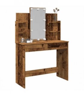 vidaXL Dressing Table with LED Lights Old Wood 96x40x142 cm