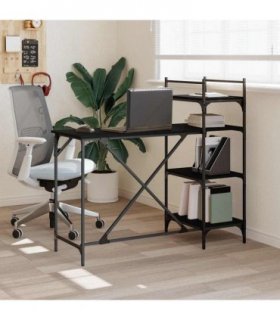 vidaXL Computer Desk with Shelves Black 120x47x109 cm