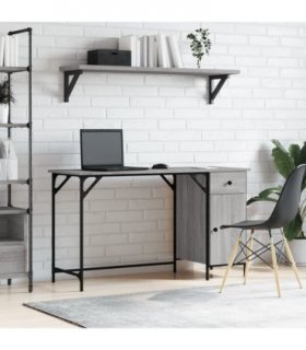 vidaXL Computer Desk Grey Sonoma 131x48x75 cm Engineered Wood