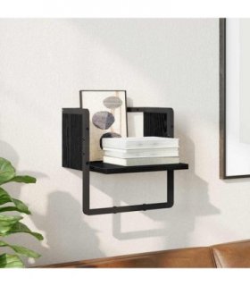vidaXL Wall Shelf with Shelf Black Oak 30 x 25 x 30 cm Engineered Wood
