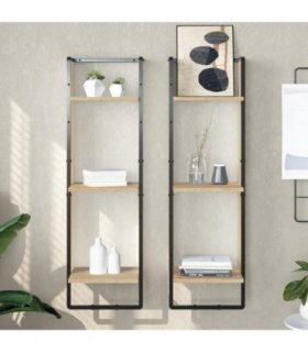 vidaXL 3-Tier Wall Shelf Sonoma Oak 30x25x100 cm Engineered Wood