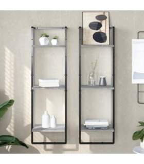vidaXL 3-Tier Wall Shelf Grey Sonoma 30x25x100 cm Engineered Wood