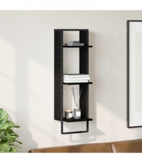 vidaXL Wall Shelf Black Oak 30 x 25 x 100 cm Engineered Wood