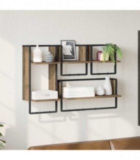vidaXL Wall Shelf Set with Shelf 4 pcs Artisan Oak 65 x 25 x 30 cm