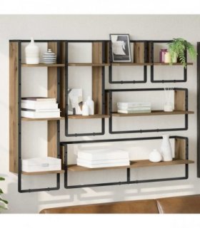 vidaXL Wall Shelf Set with Shelf 6 pcs Artisan Oak 100 x 25 x 30 cm — V0672045237