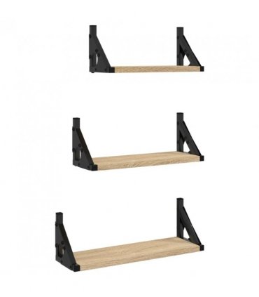 vidaXL 3 Piece Wall Shelf Set Sonoma Oak Engineered Wood