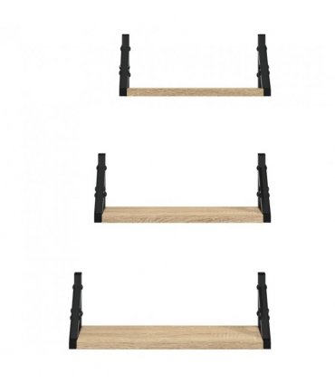 vidaXL 3 Piece Wall Shelf Set Sonoma Oak Engineered Wood