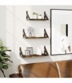 vidaXL 3 Piece Wall Shelf Set Smoked Oak Engineered Wood