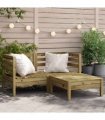 vidaXL Garden Sofa | Natural Wood | Solid Pine Wood | Medium | Modula — Colour: natural impregnated, Model: 2x corner + footrest