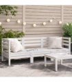 vidaXL Garden Sofa | White | Solid pine wood | 3-seater | Modular | Garden Sofa — Colour: white pine, Model: 2x corner + middle
