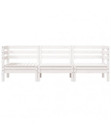 vidaXL Garden Sofa | White | Solid pine wood | 3-seater | Modular | Garden Sofa — Colour: white pine, Model: 2x corner + middle