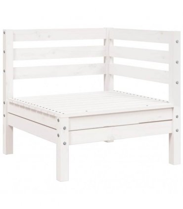 vidaXL Garden Sofa | White | Solid pine wood | 3-seater | Modular | Garden Sofa — Colour: white pine, Model: 2x corner + middle
