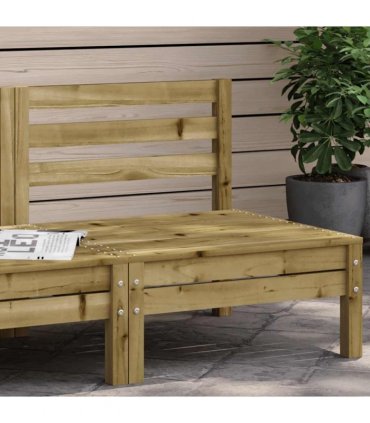 vidaXL Garden Sofa | Natural wood | Treated pine wood — Colour: natural impregnated, Model: middle sofa
