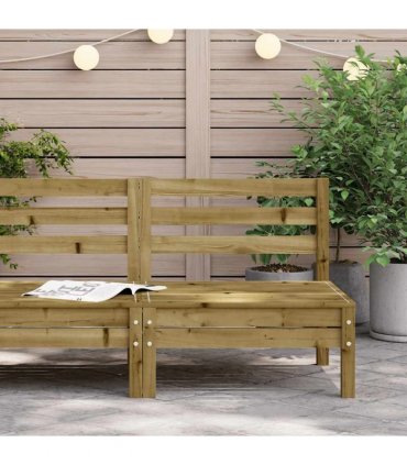 vidaXL Garden Sofa | Natural wood | Treated pine wood — Colour: natural impregnated, Model: middle sofa