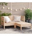 vidaXL Garden Sofa | Natural Pine | Solid pine wood | 2-Seater | Modular — Model: 2x corner + footrest