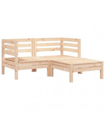 vidaXL Garden Sofa | Natural Pine | Solid pine wood | 2-Seater | Modular — Model: 2x corner + footrest