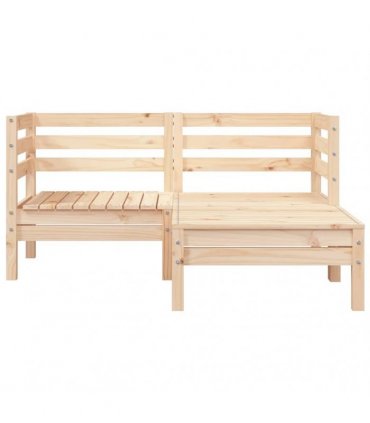 vidaXL Garden Sofa | Natural Pine | Solid pine wood | 2-Seater | Modular — Model: 2x corner + footrest