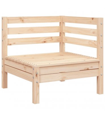 vidaXL Garden Sofa | Natural Pine | Solid pine wood | 2-Seater | Modular — Model: 2x corner + footrest