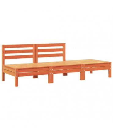 vidaXL Garden Sofa | Wax brown | Solid pine wood | Large | Modular | Garden Sofa — Model: 2x middle + footrest — V0672045312