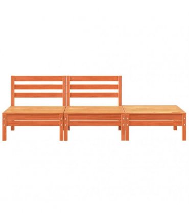 vidaXL Garden Sofa | Wax brown | Solid pine wood | Large | Modular | Garden Sofa — Model: 2x middle + footrest — V0672045312