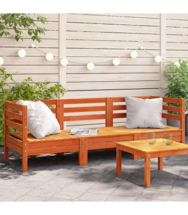 vidaXL Garden Sofa | Wax Brown | Solid Pine Wood | 3-Seater | Modular — Model: 2x corner + middle